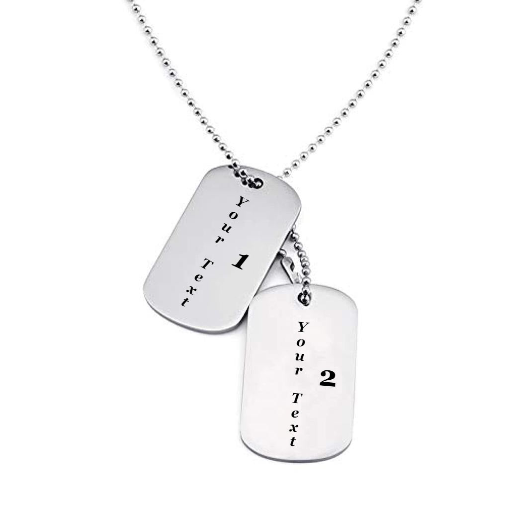 Custom Text Engraved Personalised Dog Tag Pendant for Men | Stainless Steel Army Chain Necklace | Perfect Birthday or Anniversary Gift for Him