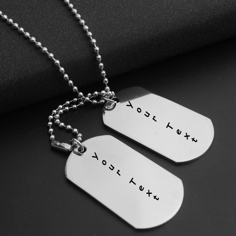 Custom Text Engraved Personalised Dog Tag Pendant for Men | Stainless Steel Army Chain Necklace | Perfect Birthday or Anniversary Gift for Him