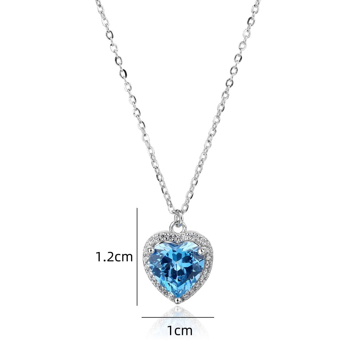 Anti-Tarnish American Diamond Crushed Ice Cut Blue Heart Shape Pendant Necklace