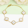 Gold-Plated Golden Anti-Tarnish Clover Bracelet for Girls and Women