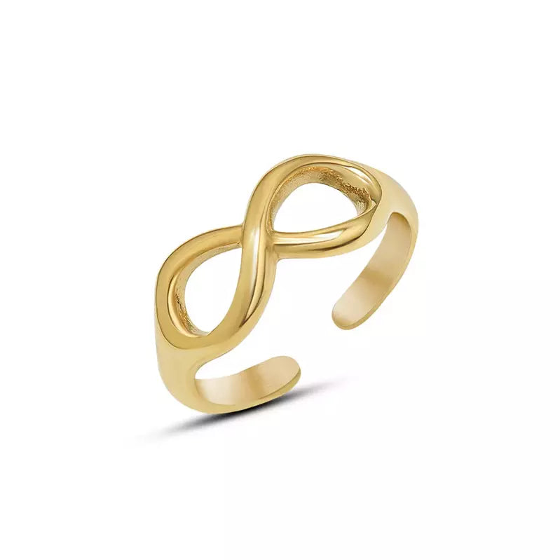 Fashion Ring 18K Gold Plated Stainless Steel Adjustable Infinity Rings for Women
