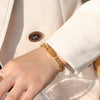 Cuban Chain Bracelet for Women with Personalized Text Gold Plated Stainless Steel Material