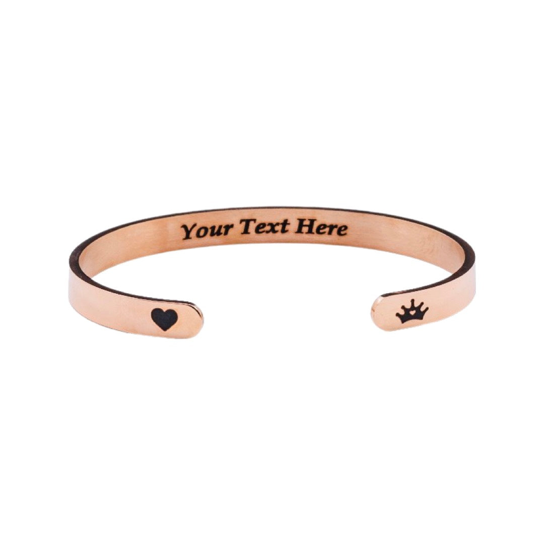2Pcs 6mm width Rose Gold Color Couple Combo Unisex Bracelets with Your Customized text and Adjustable Size