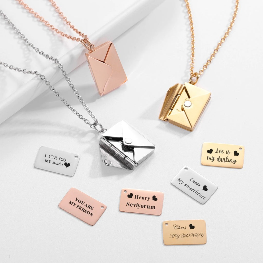 Gold Plated Personalized Envelope Necklace Chain