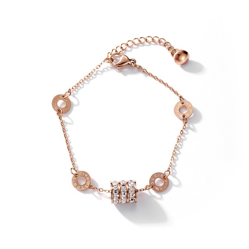 Premium Quality Zircon Circle Roman Digital Bracelet for Women's Party Jewelry