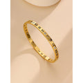Gold-Plated AD Bangle-Style Anti-Tarnish Roman Numerals Bracelet for Women