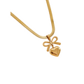 Gold Plated Anti Tarnish Bow Knot Heart Pendant Necklace for Women