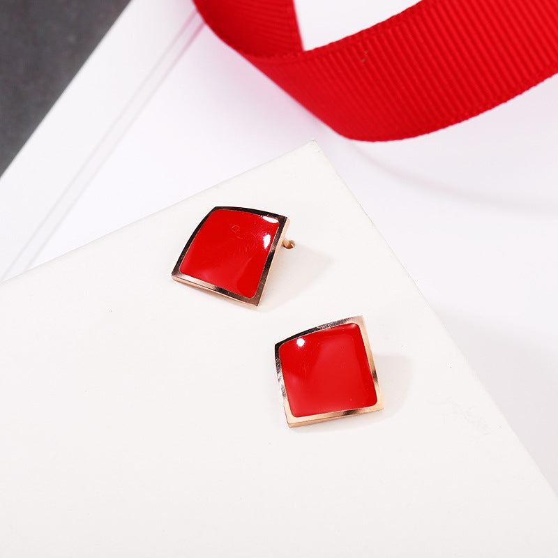 Fashion White Square Shape Studs Earrings for Women