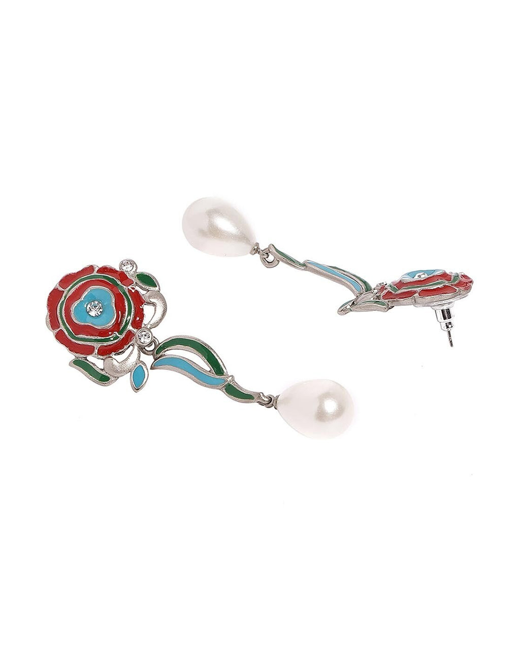 Estele Enamel Multi coloured pearl drop earrings for Women