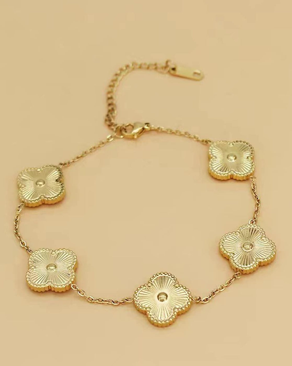 Gold-Plated Golden Anti-Tarnish Clover Bracelet for Girls and Women