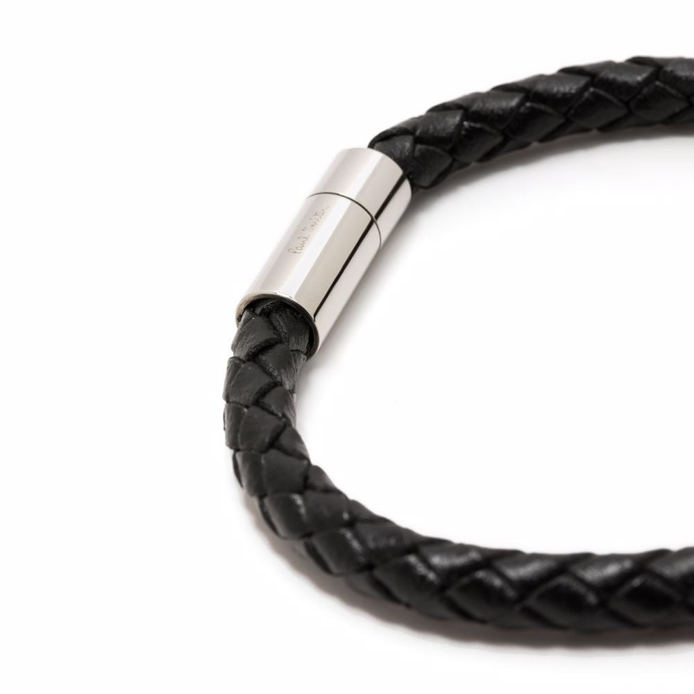 Refined Black Leather Bracelet with Classic Braiding A Stylish Men's New Year Accessory and Gift