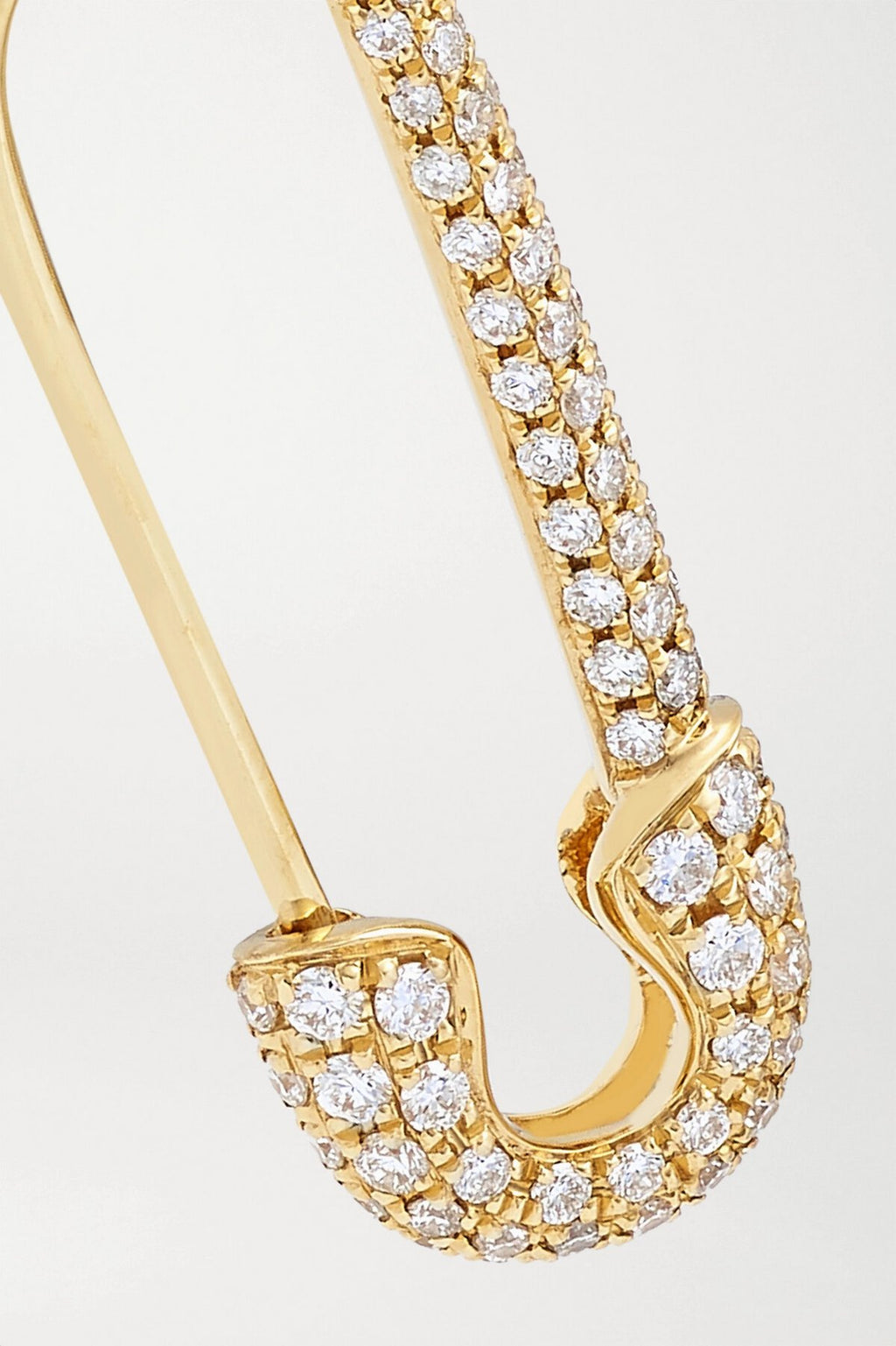 Gold Plated Geometric White Diamond embedded Hoop Pin Drop Stud Earrings For Women