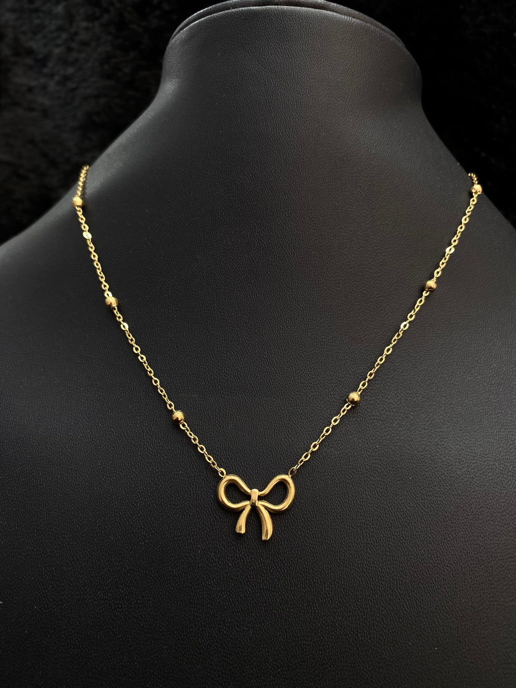 Gold Plated Anti Tarnish Infinity Bow Pendant Necklace for Women