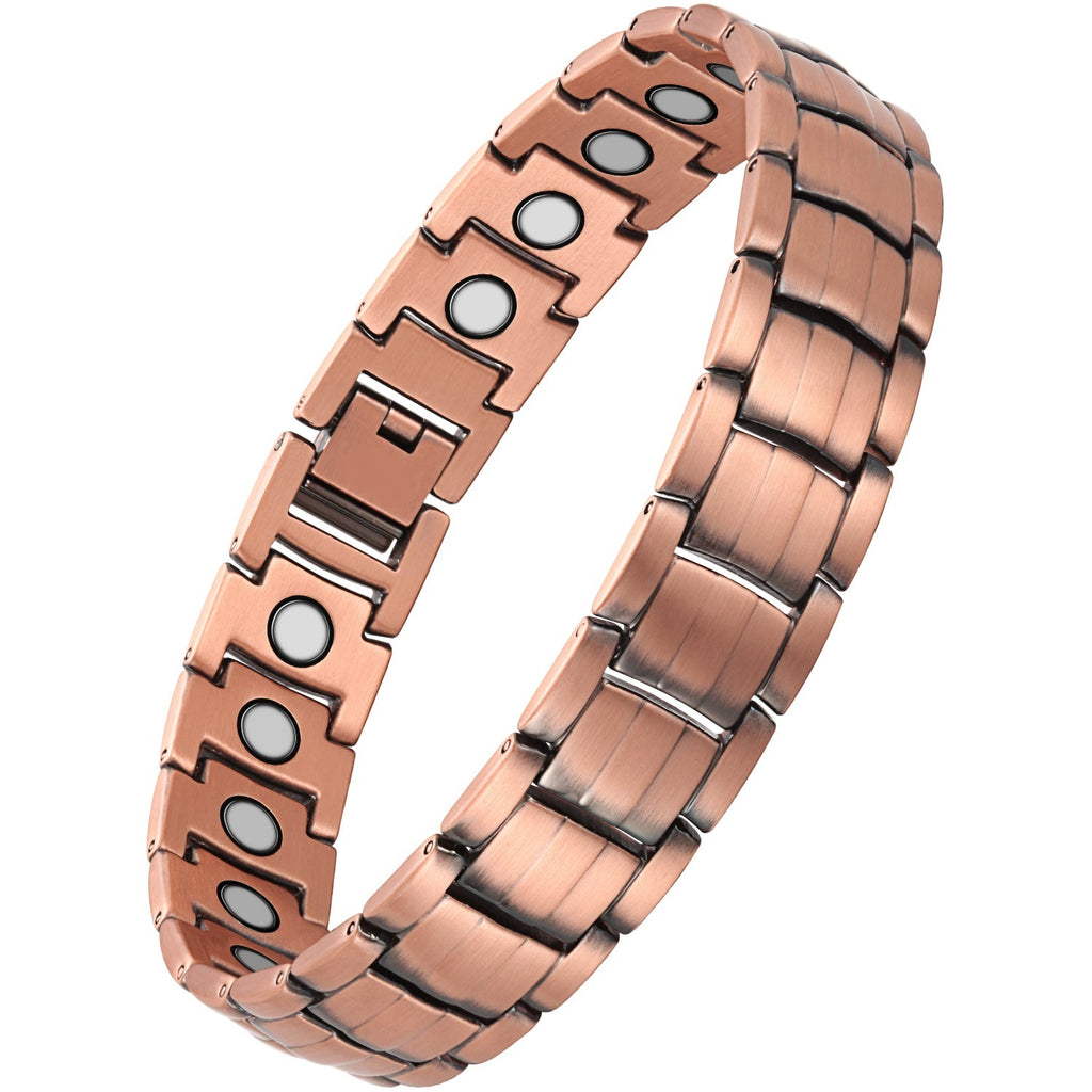 Stylish & Healing Copper Magnetic Bracelet for Men - Retro Red Copper Energy Jewelry for Health & Wellness