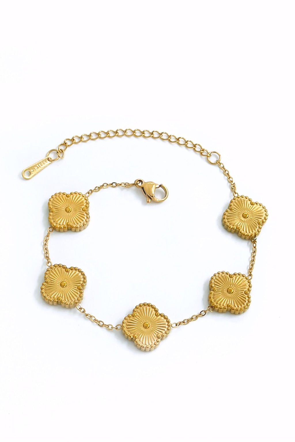 Gold-Plated Golden Anti-Tarnish Clover Bracelet for Girls and Women