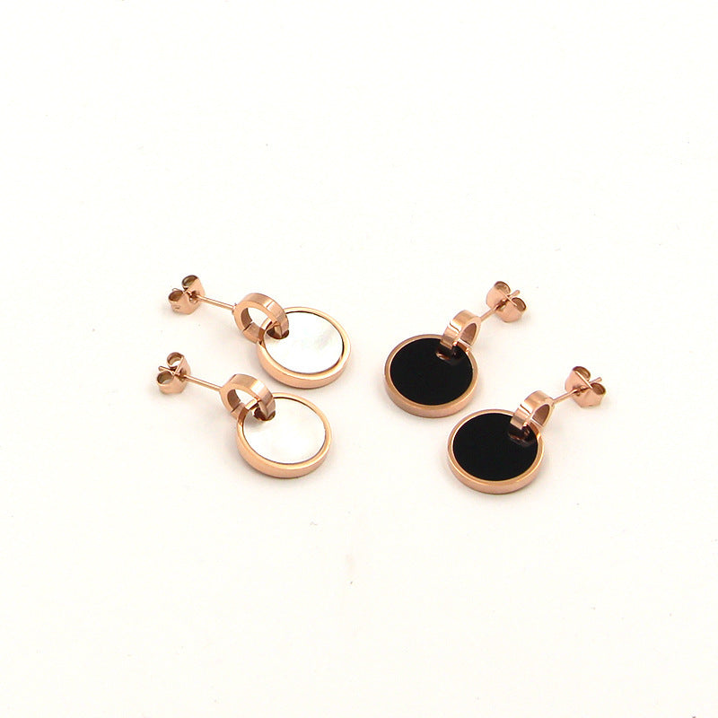 New Fashion Black Shell 18K Gold Plated Earrings for Women