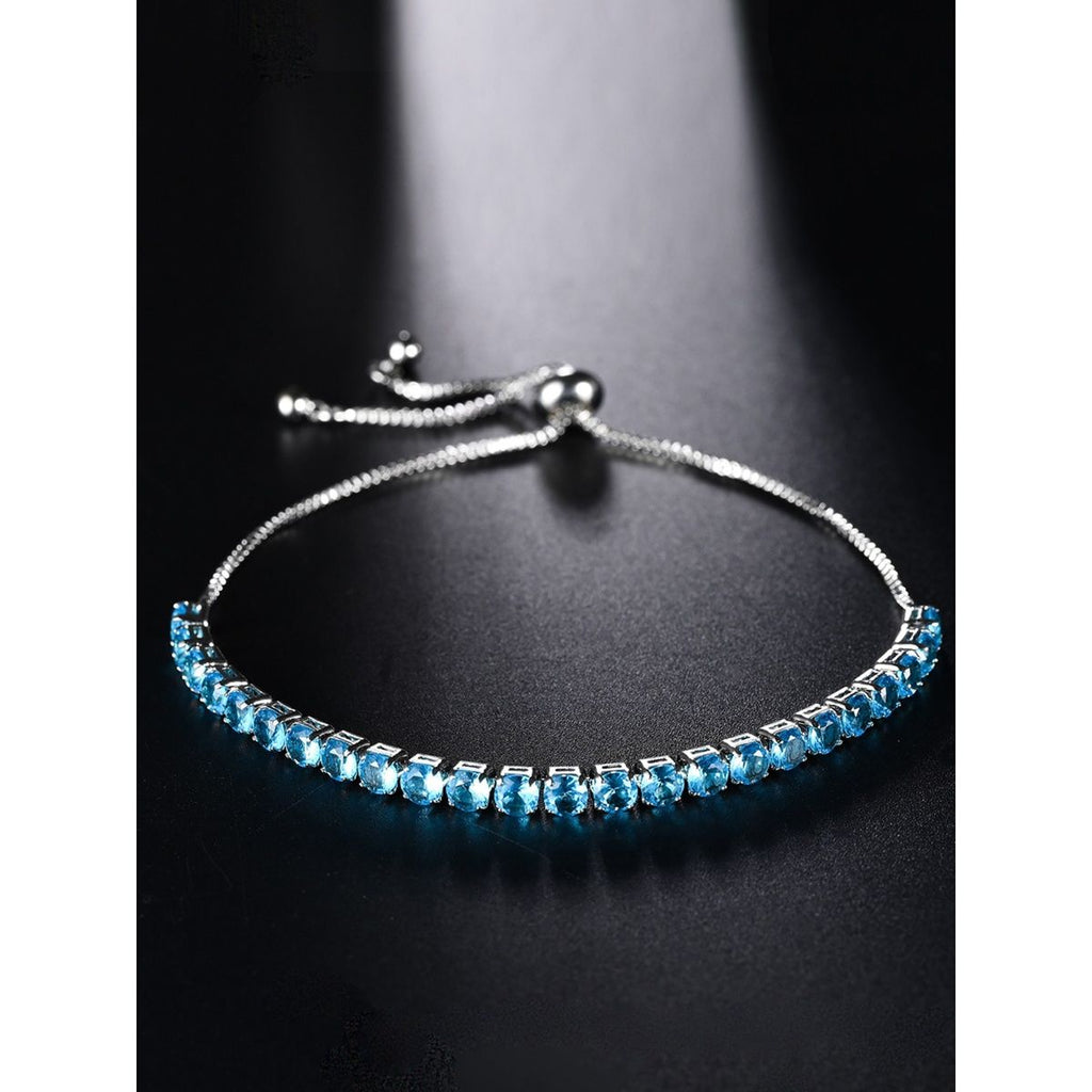 Stainless Steel Round Cut Cubic Zirconia White Anti Tarnish Tennis Bracelet for Women