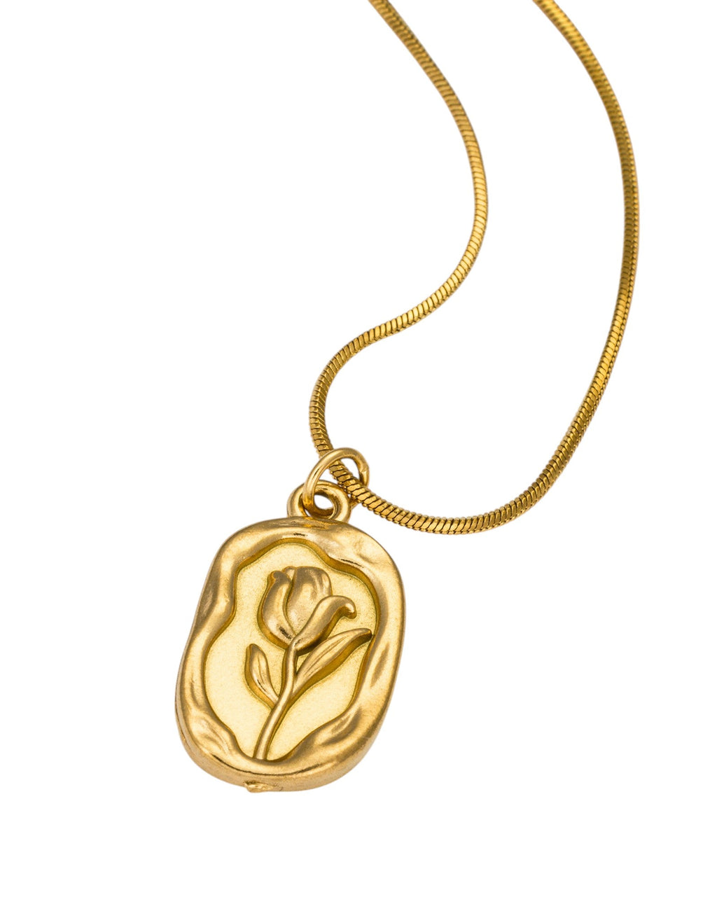 Gold Plated Rose Floral Pendant Anti Tarnish Necklace for Women