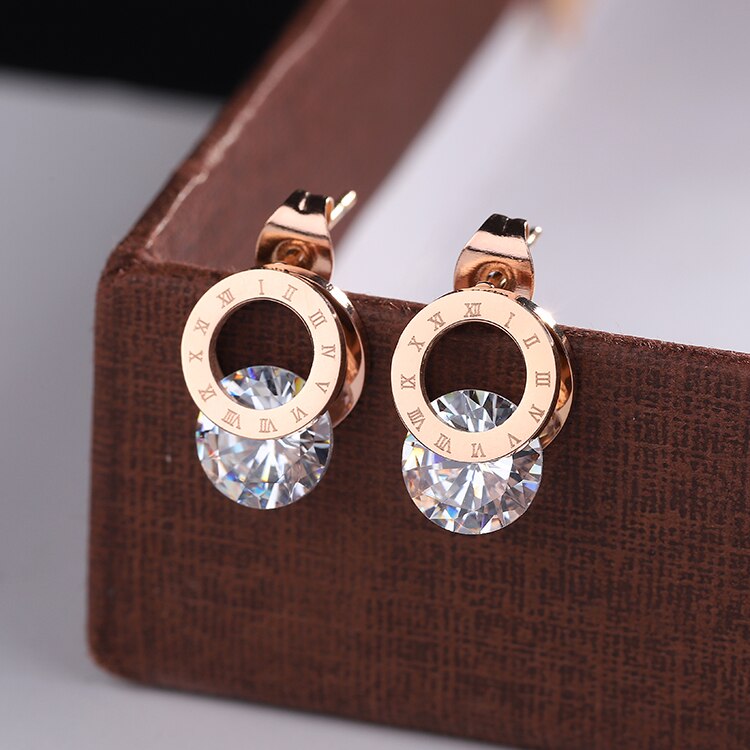 Timeless 316L Stainless Steel Stud Earrings with Trendy Shine AAA Zirconia - Fashion Jewelry for Women