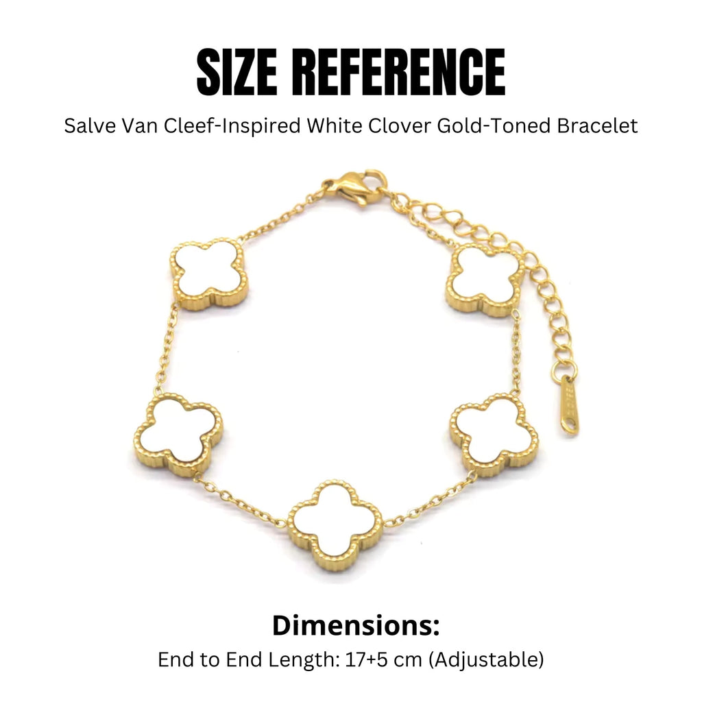 Gold-Plated White Clover Mother of Pearl Link Bracelet for Women