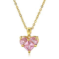 Gold Plated Anti-Tarnish Pink Heart Themed CZ Pendant Necklace for Women