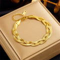 Gold-Plated Anti-Tarnish Thick Snake Chain Bracelet for Women