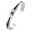 OM Ohm Aum Symbolic Religion Jewelry Stainless Steel Hindu Cuff Bracelets for Men, Half Open Design, Lucky Kada Bangle, Perfect Men's Gift