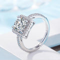 Crystal Studded Anti Tarnish Square Shape Solitaire Adjustable Finger Ring