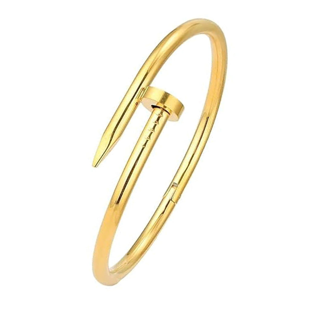 Stainless Steel Gold-Plated Anti Tarnish Nail Bracelet for Women