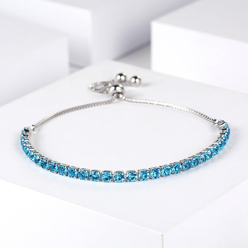 Stainless Steel Round Cut Cubic Zirconia White Anti Tarnish Tennis Bracelet for Women