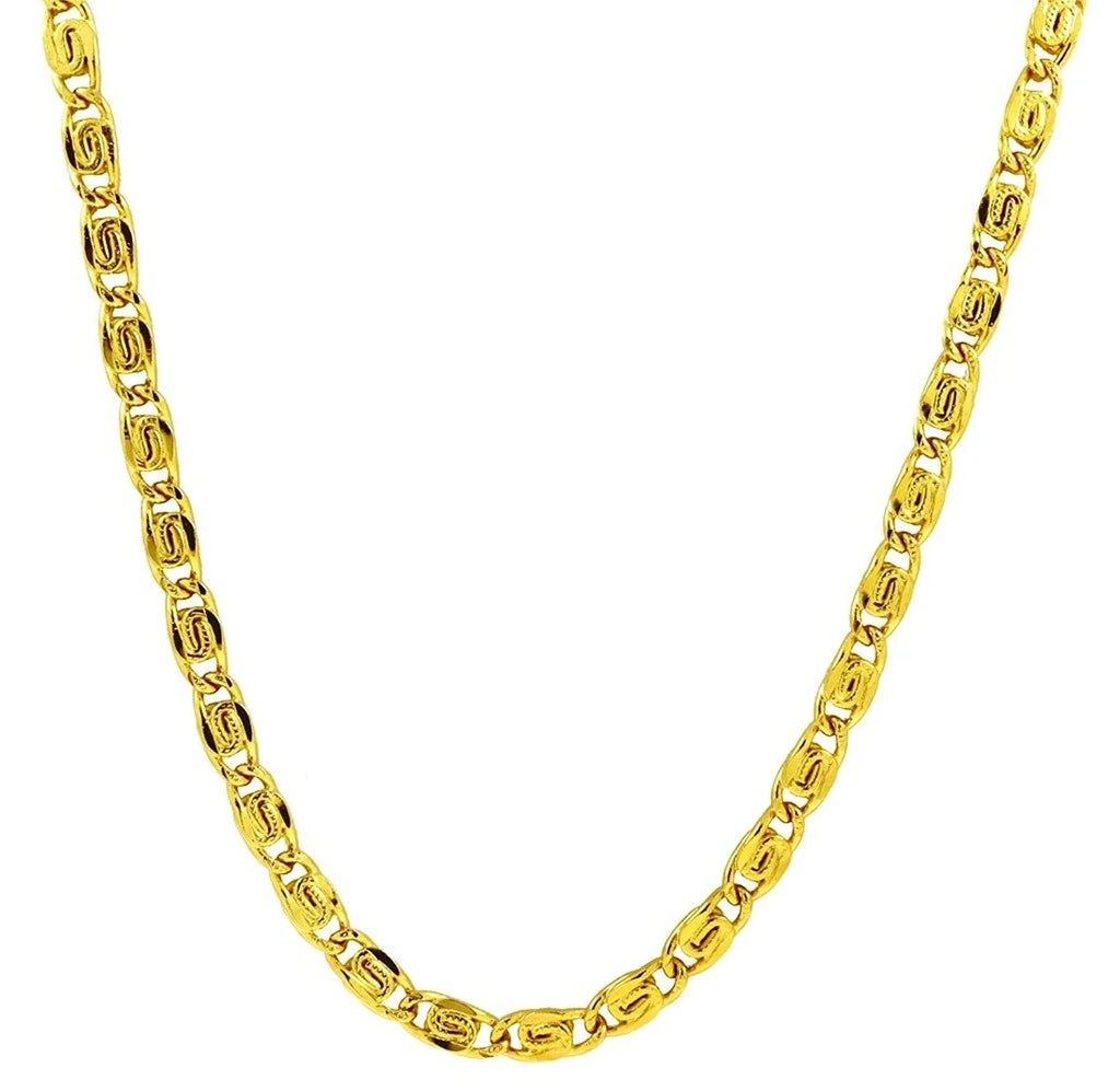 Exquisite Craftsmanship Designer  316L Surgical Stainless Steel 22K Gold Plated 24" Curb Chain for Men