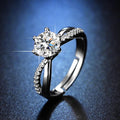 Silver Plated American Diamond Studded Contemporary Anti-Tarnish Adjustable Finger Ring