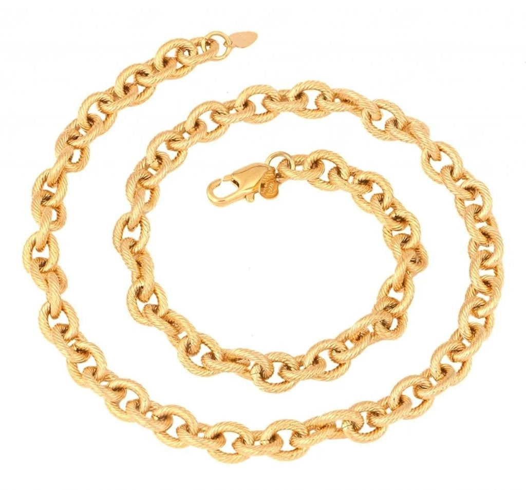 Gold-Plated Oval Belcher Anchor Links Chain, 18" for Men and Women