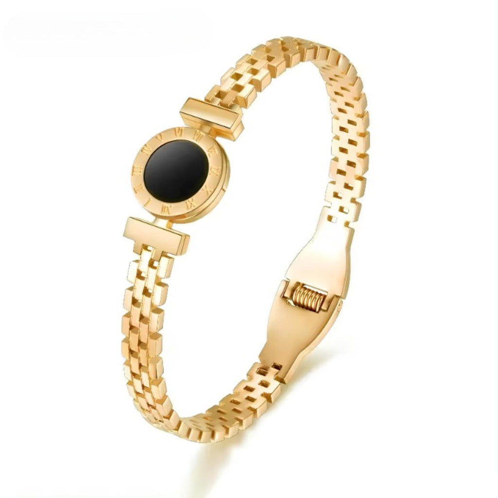 Gold Plated Roman Zig Zag Style Anti-Tarnish Bracelet For Women