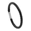 Refined Black Leather Bracelet with Classic Braiding A Stylish Men's New Year Accessory and Gift
