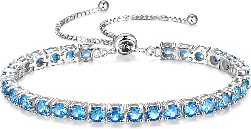 Stainless Steel Round Cut Cubic Zirconia White Anti Tarnish Tennis Bracelet for Women