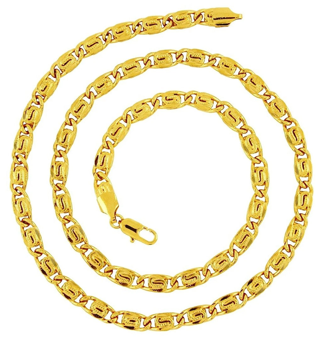 Exquisite Craftsmanship Designer  316L Surgical Stainless Steel 22K Gold Plated 24" Curb Chain for Men