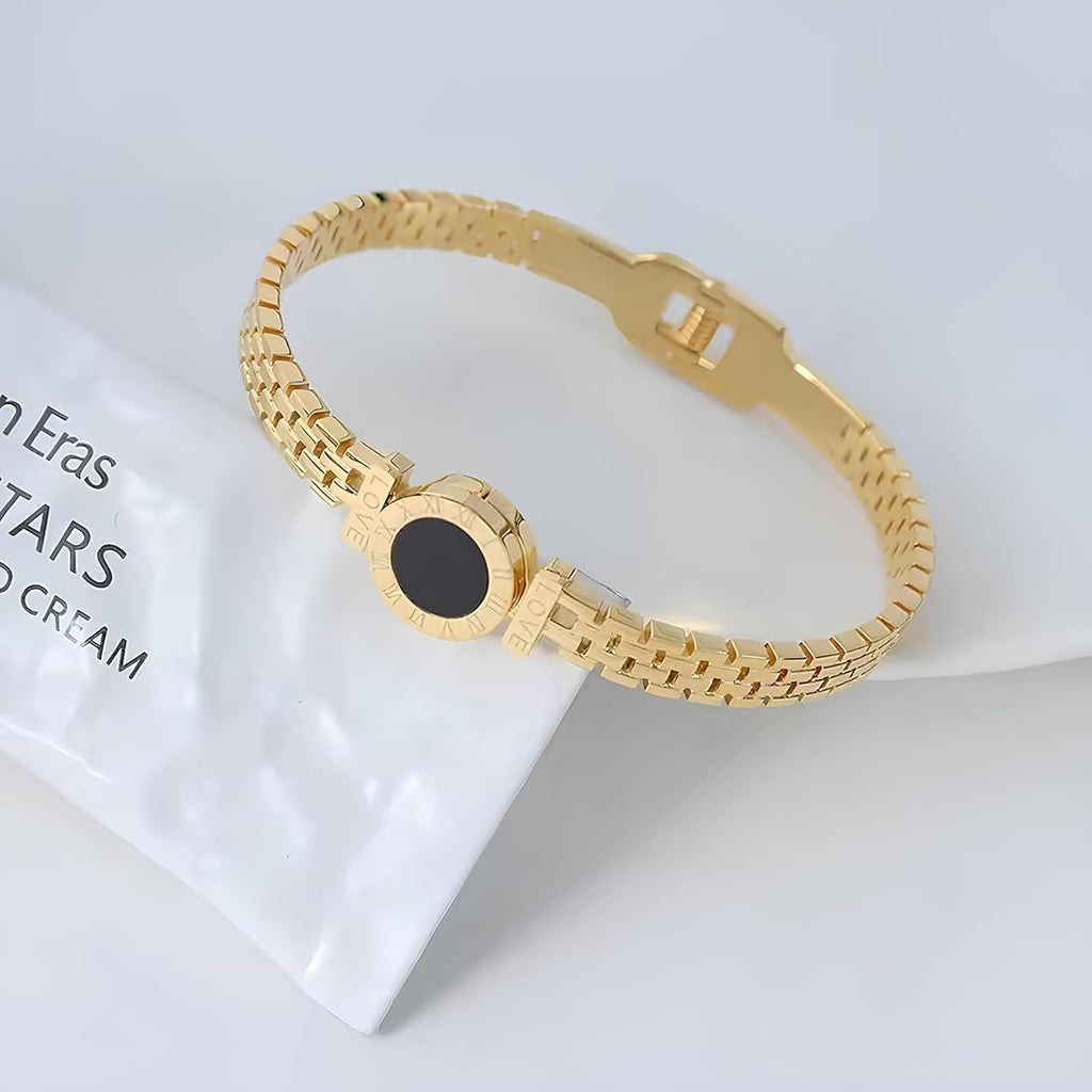 Gold Plated Roman Zig Zag Style Anti-Tarnish Bracelet For Women
