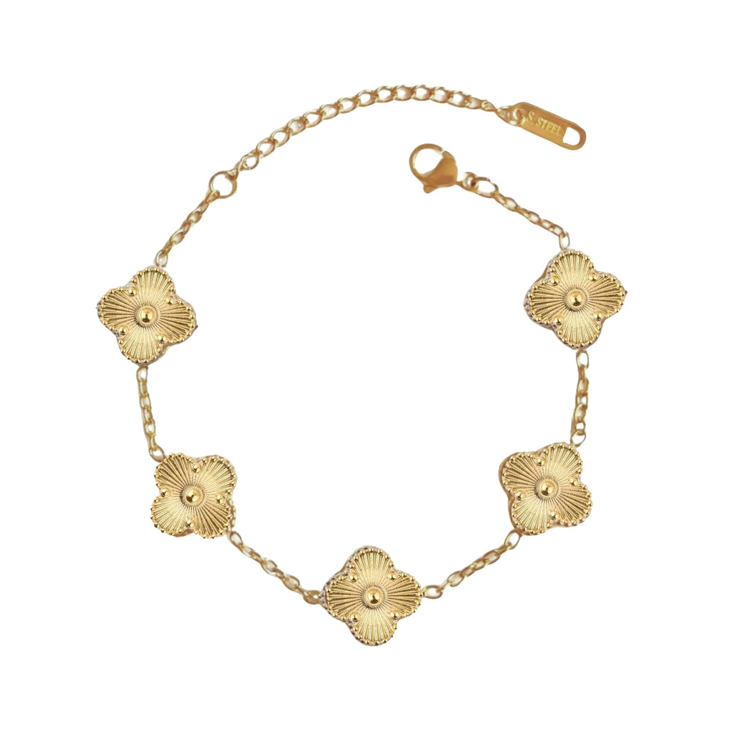 Gold-Plated Golden Anti-Tarnish Clover Bracelet for Girls and Women