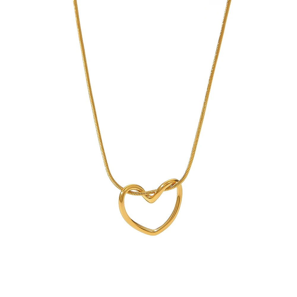 Gold Plated Heart Pendant Anti Tarnish Necklace for Women