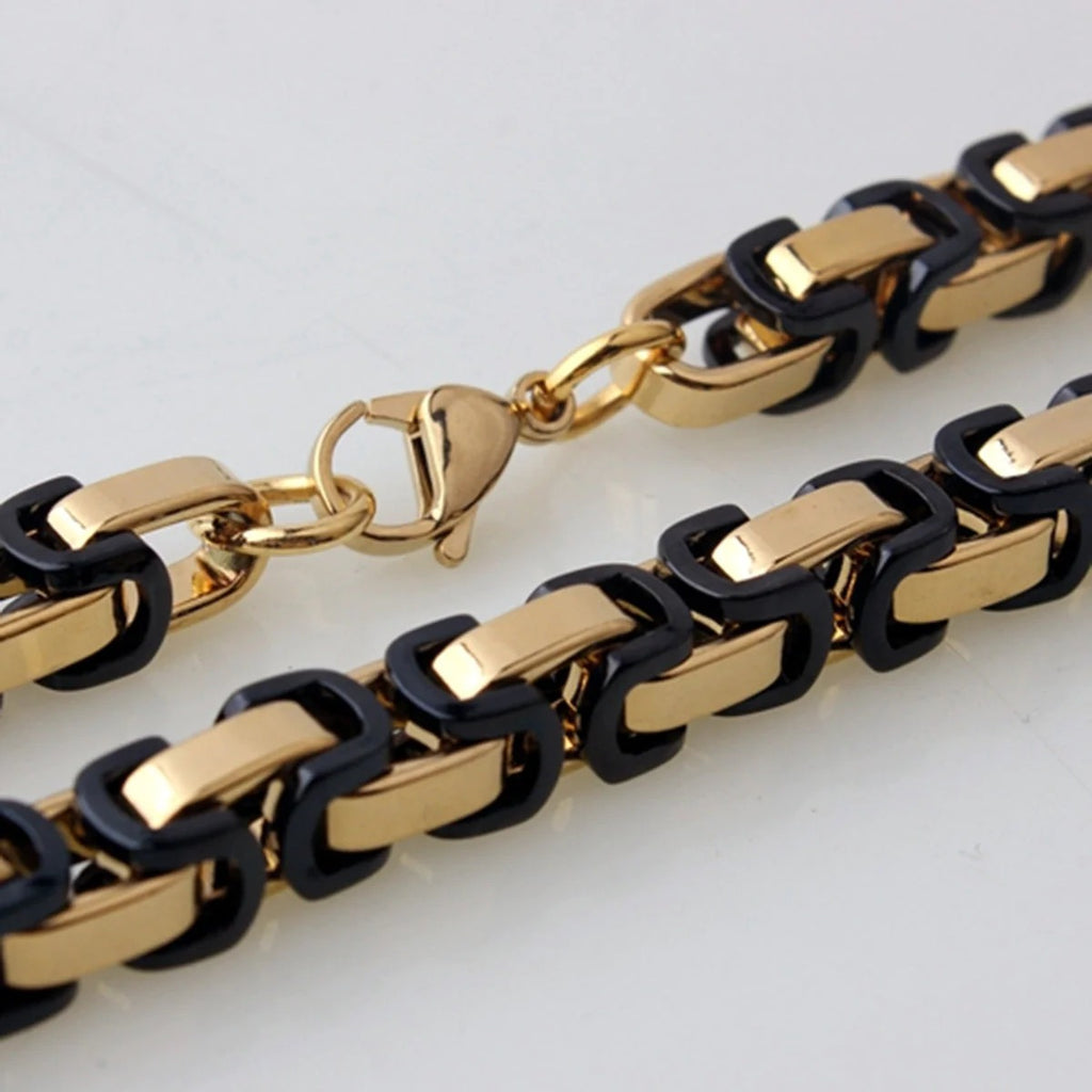 Black Gold Plated Byzantine Stainless Steel Bracelet for Men