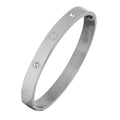 Dazzling Charm Men's American Diamond Silver Stainless Steel Kada Bracelet