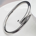 Men's Stainless Steel Openable Cuff Kada Bangle Bracelet with Nail Gothic CZ Accent