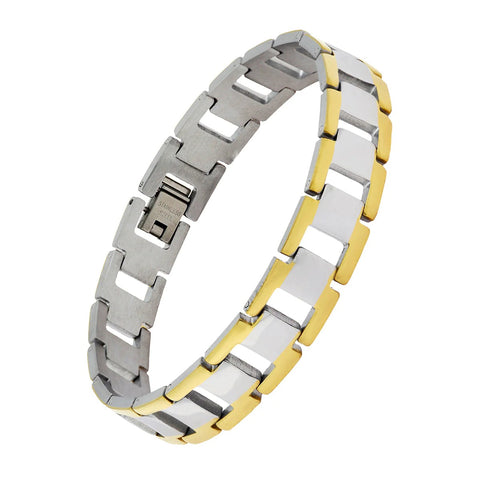 18K Gold Plated Italian Stainless Steel Bracelet for Men - Fashionable Daily Wear