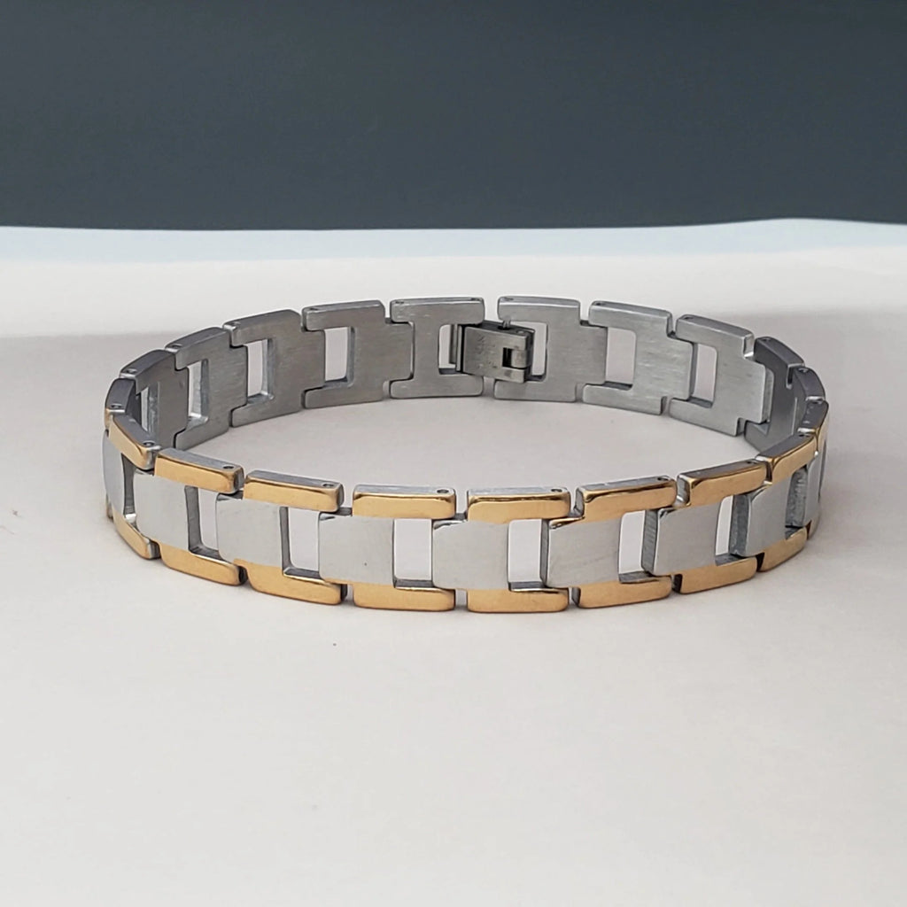 18K Gold Plated Italian Stainless Steel Bracelet for Men - Fashionable Daily Wear
