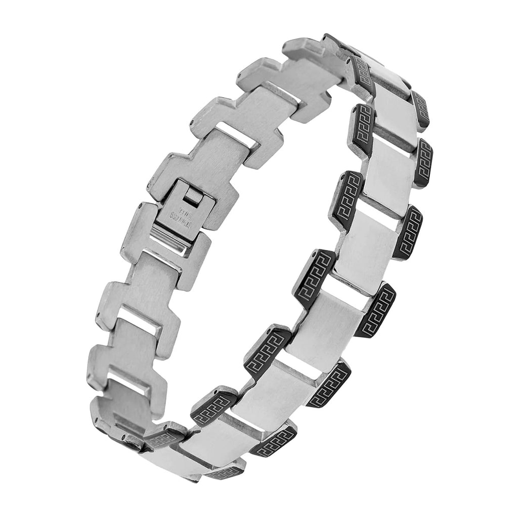 Black Silver Strand Bracelet - 316L Stainless Steel - Trendy Men's Bracelet