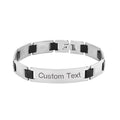 Elevate Your Style with our Custom Engraved Biker Black Accents Stainless Steel Bracelet for Men