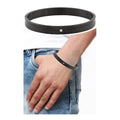 Men's Stainless Steel Kada Bangle Bracelet with American Diamond Checks in Black