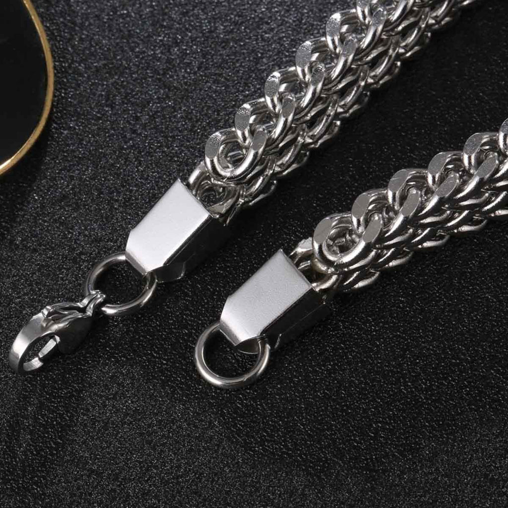 Stylish Glossy Silver Bracelet - Wheat Design - 316L Stainless Steel - Trendy Men's Jewelry