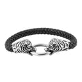 Bold Lion Dragon Punk 316L Stainless Steel Leather Bracelet Wrist Band for Men